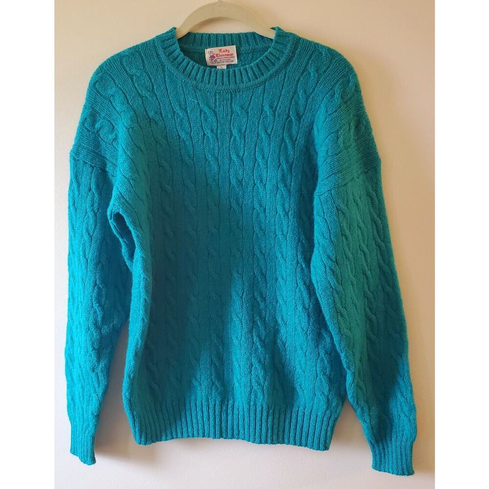 Vtg Lady Clansman Sweater Womens Teal Bermuda Scottish Shetland Wool Size L EUC